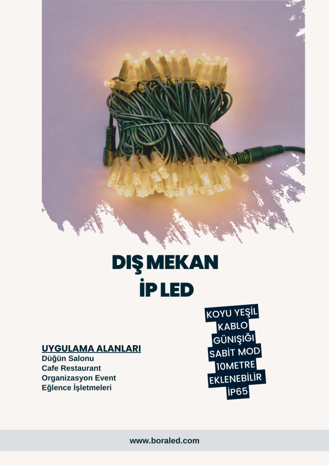 DIŞ MEKAN İP LED YEŞİL KABLO GÜNIŞIĞI SABİT