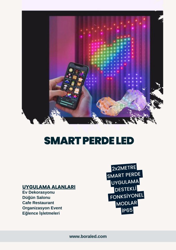 DIŞ MEKAN SMART PERDE LED BLUETOOTH BAĞLANTILI
