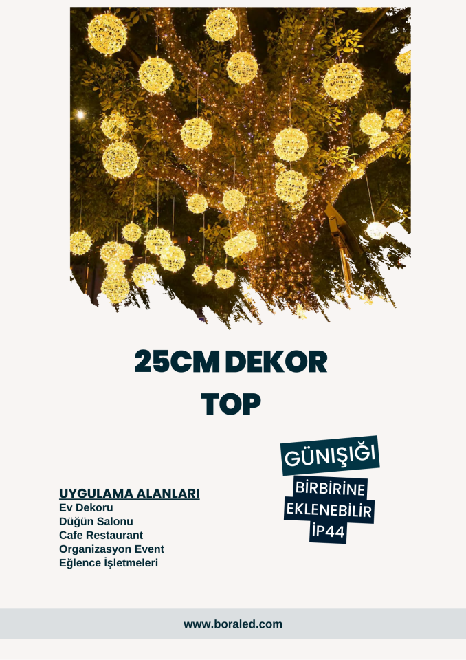 25 CM ÇAP TOP LED SÜSLEMELİ GÜNIŞIĞI