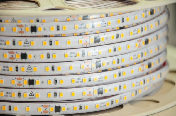 220 VOLT 10 CM DE BİR KESİLEBİLEN AMBER ŞERİT LED